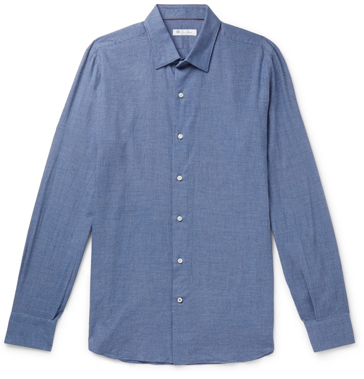 Photo: Loro Piana - Slim-Fit Checked Cotton and Virgin Wool-Blend Shirt - Blue