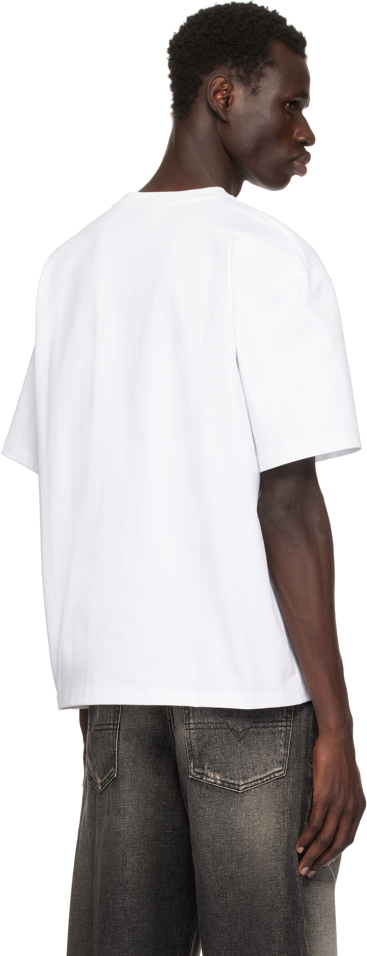 GANNI White Heavy Cotton Drop Shoulder Heart T-shirt