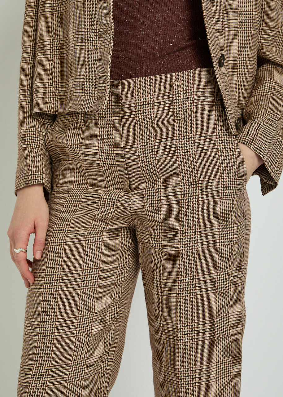 Brunello Cucinelli Houndstooth Straight-leg Trousers Beige