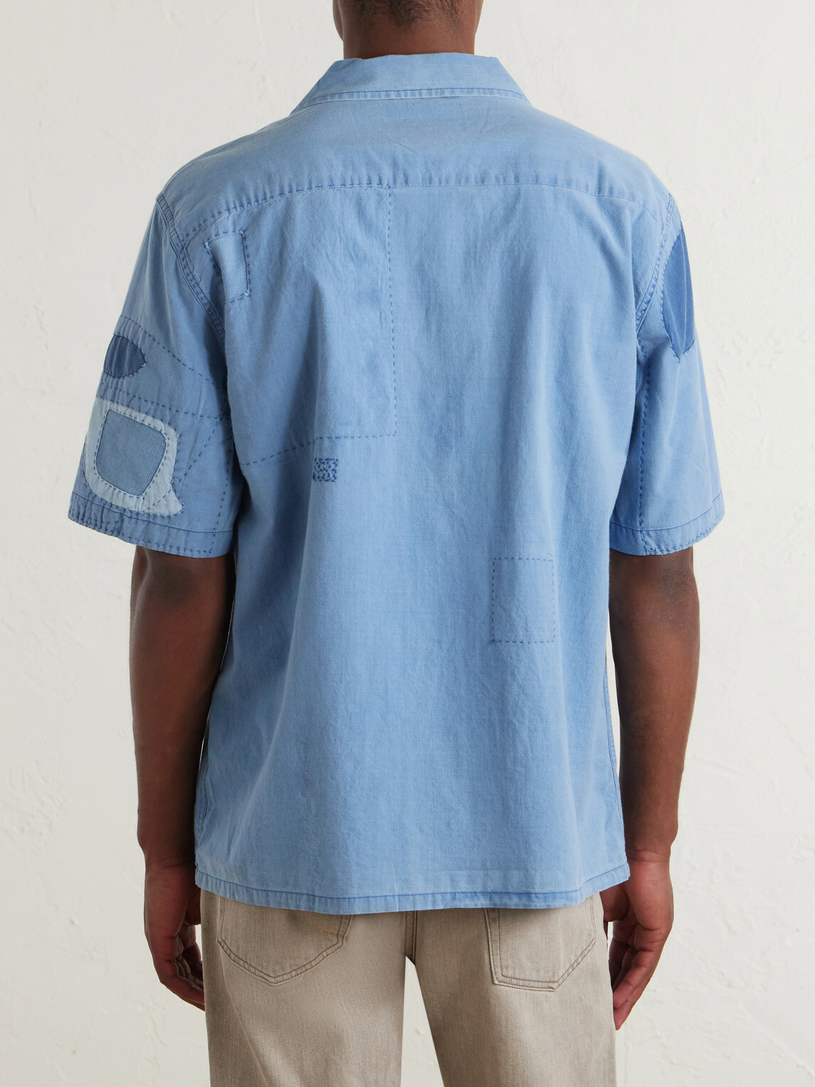 Corridor - Patchwork Cotton Shirt - Blue