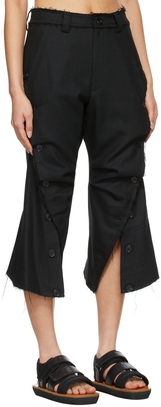 Hyein Seo Black Wool Wavy Cropped Trousers Hyein Seo