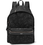 SAINT LAURENT - Leather-Trimmed Embroidered Canvas Backpack - Black