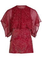 Rabanne Embellished Chiffon Cape top Red
