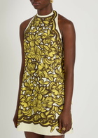 Alemais Mona Printed Halterneck Hemp Mini Dress Yellow