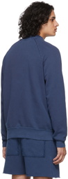 Les Tien Blue Heavyweight Mock Neck Raglan Sweatshirt