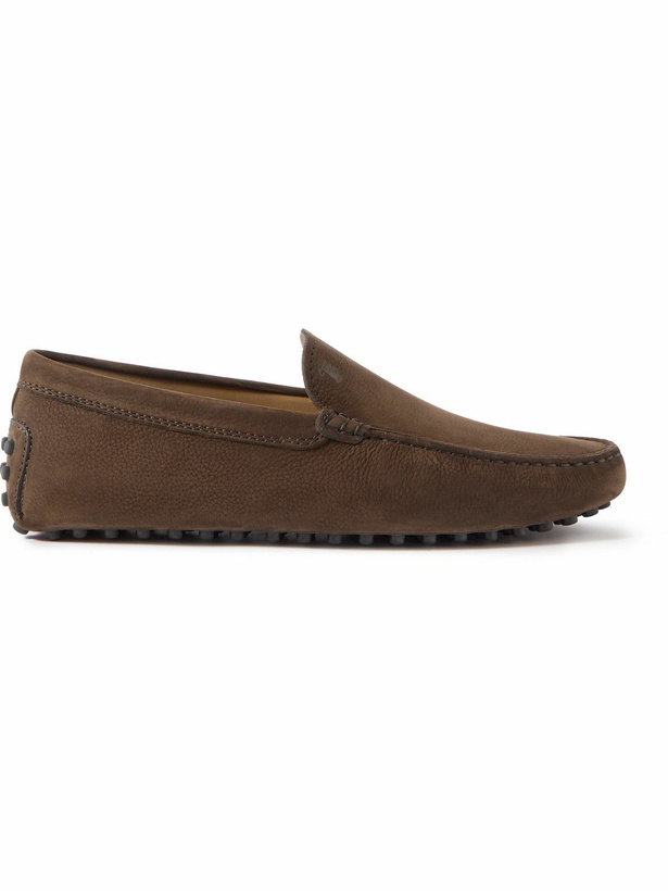 Photo: Tod's - Pantofola Gommino Nubuck Driving Shoes - Brown