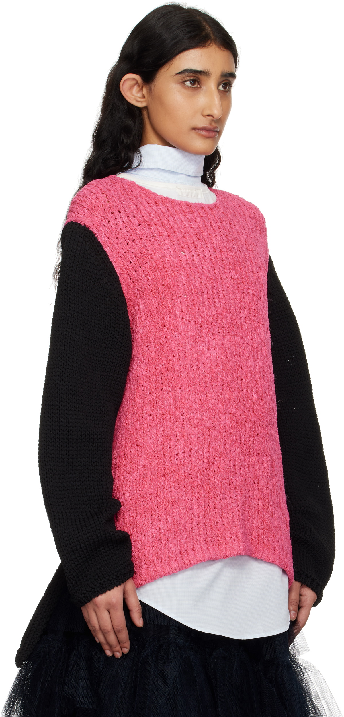 Comme des Garçons Homme Plus Black & Pink Crewneck Sweater