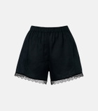 Ganni Lace-trimmed linen shorts