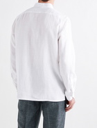 RUBINACCI - Grandad-Collar Linen Half-Placket Shirt - White