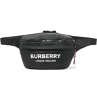 Burberry - Logo-Print Convertible Canvas and Shell Belt Bag - Black