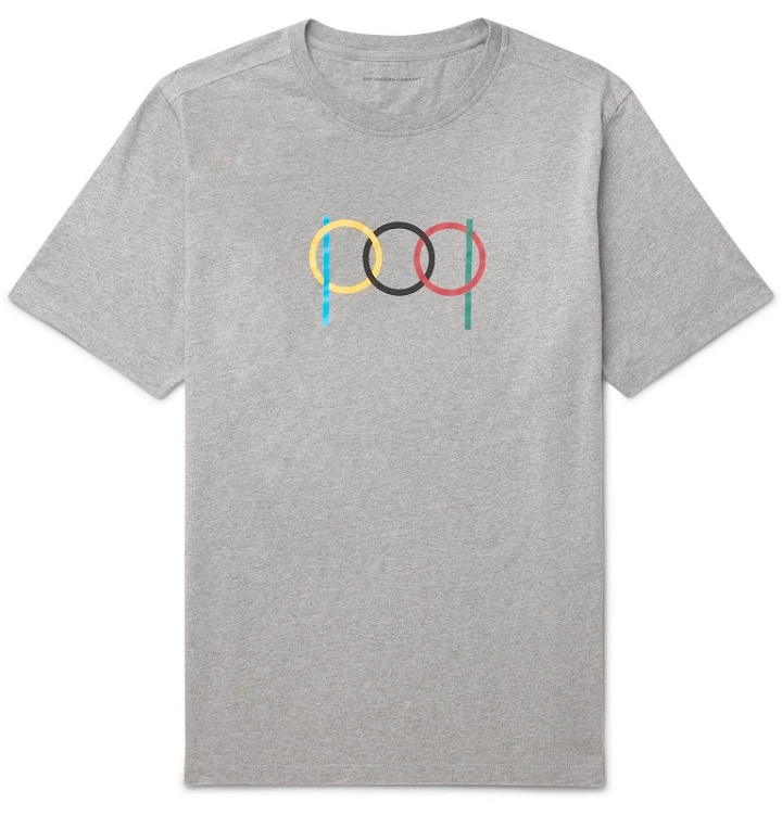 Photo: Pop Trading Company - Logo-Print Mélange Cotton-Jersey T-Shirt - Gray