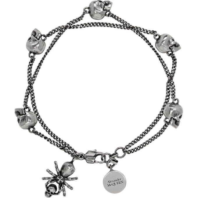 Alexander McQueen Silver Skull and Spider Bracelet