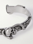 Alexander McQueen - Skull & Snake Burnished Silver-Tone Cuff - Silver