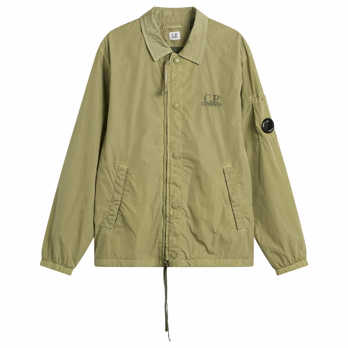 C.P. Company Men's Chrome-R Zipped Lens Logo Overshirt in Moss