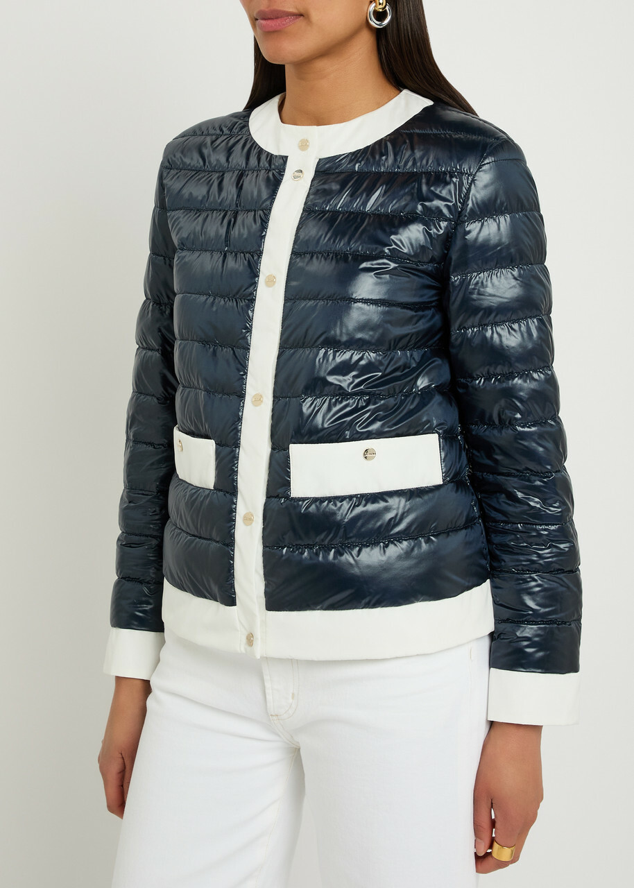 Herno Contrasting Padded Glossed Shell Jacket Blue