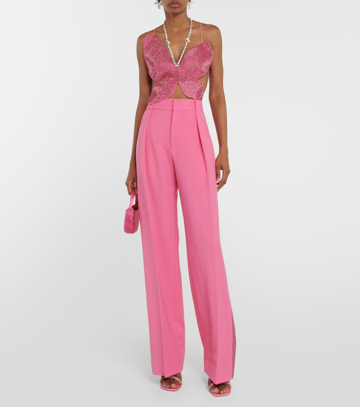 Area Butterfly embellished wool-blend top