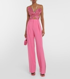 Area Butterfly embellished wool-blend top
