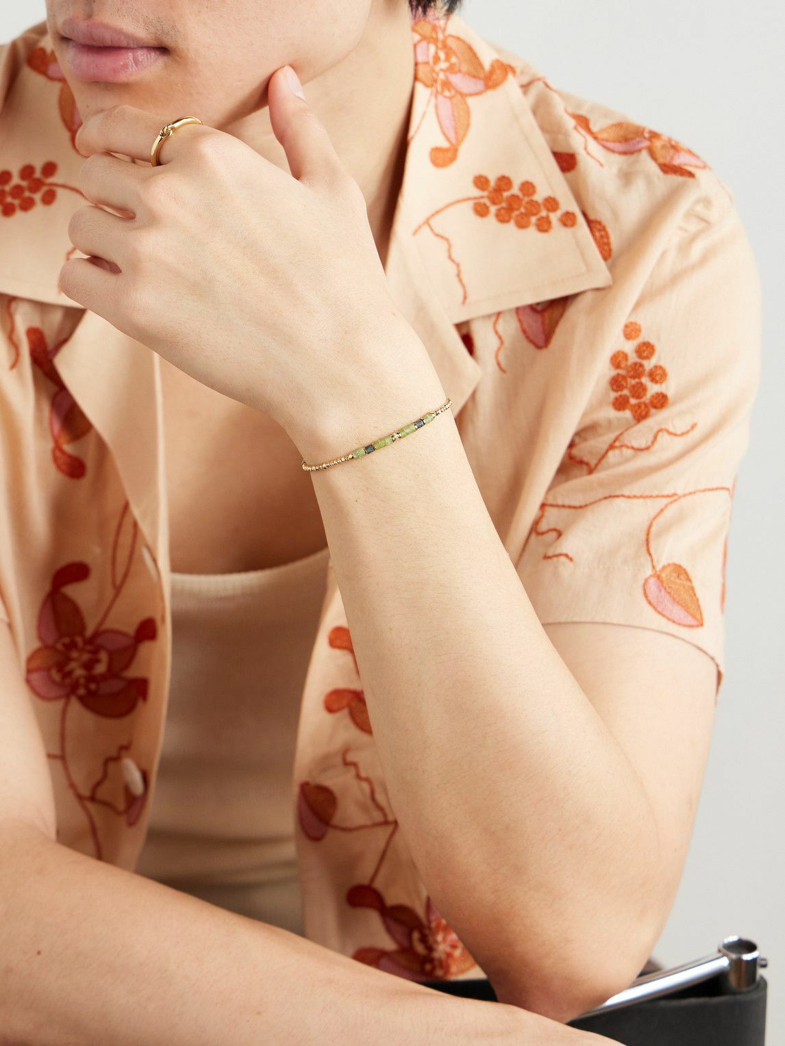 MAOR - Creosote 18-Karat Gold, Jade and Diamond Beaded Bracelet - Gold
