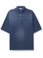 Acne Studios - Oversized Logo-Embroidered Cotton-Piqué Polo Shirt - Blue