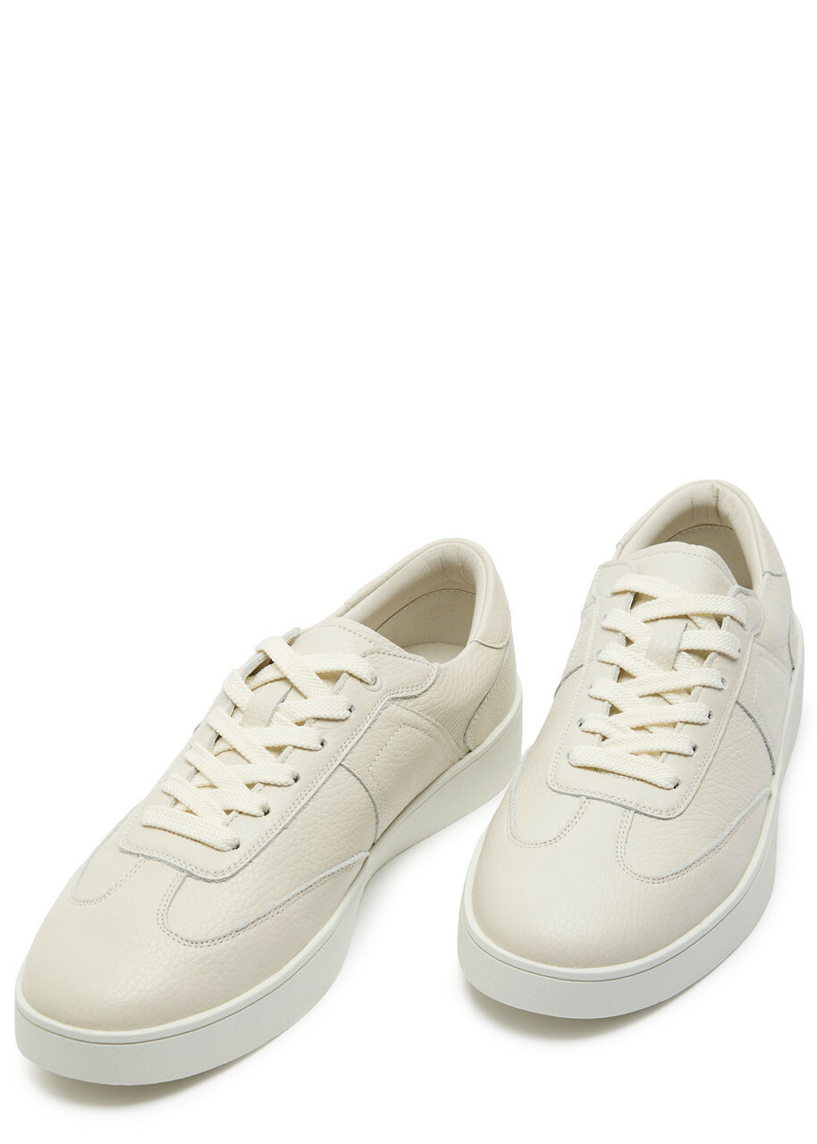 Jude Llow Pierre Panelled Grained Leather Sneakers White