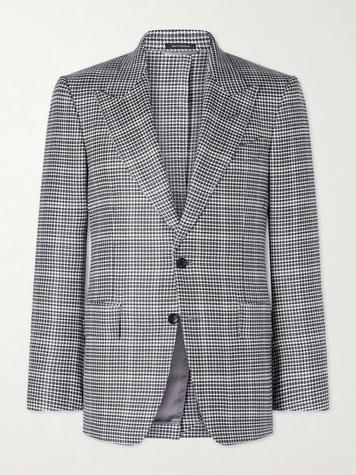 TOM FORD - Houndstooth Wool-Blend Blazer - Black