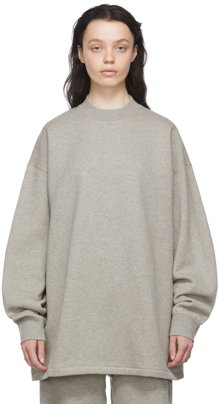 Essentials Gray Relaxed Mock Neck Sweatshirt Essentials