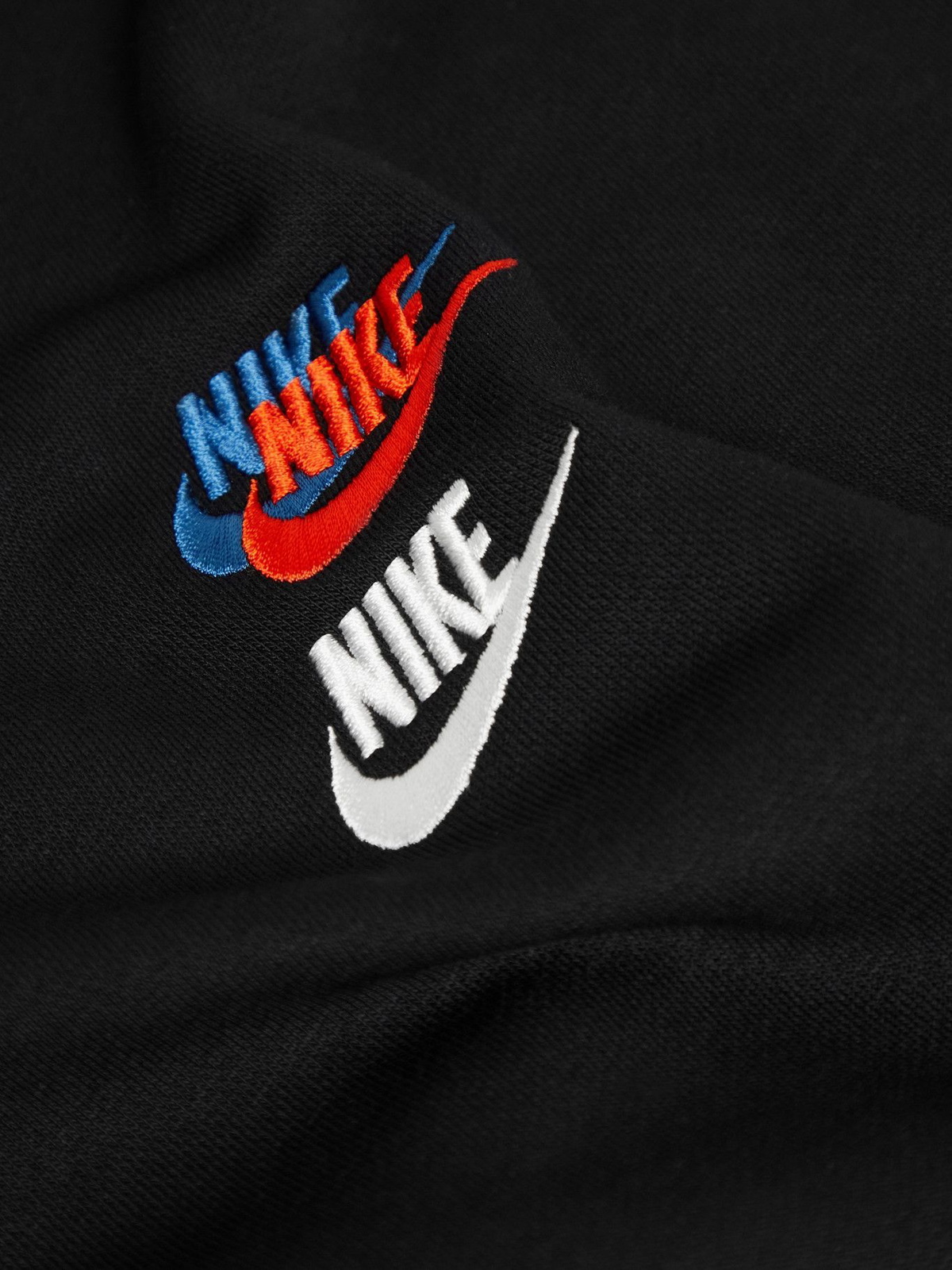 Nike Logo-Embroidered Cotton-Blend Jersey Hoodie Black Nike