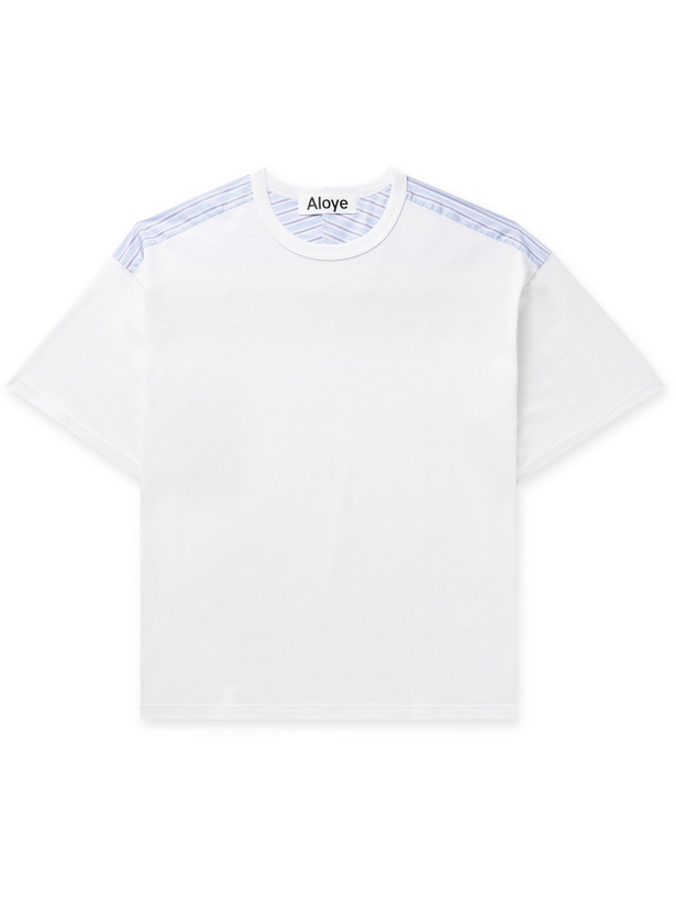 Photo: ALOYE - Poplin-Panelled Cotton-Jersey T-Shirt - White