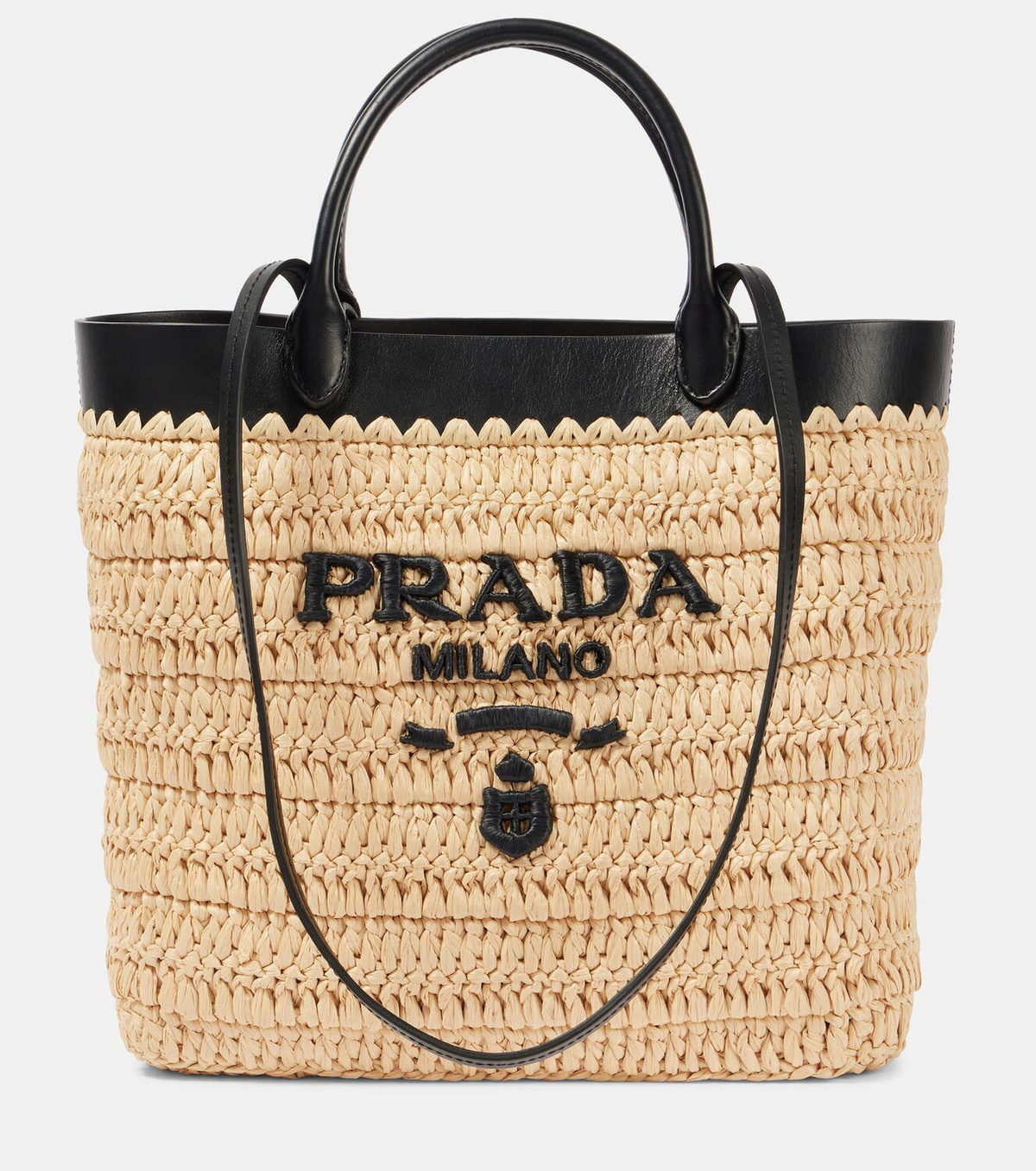 Prada Small crochet raffia-effect tote bag Prada