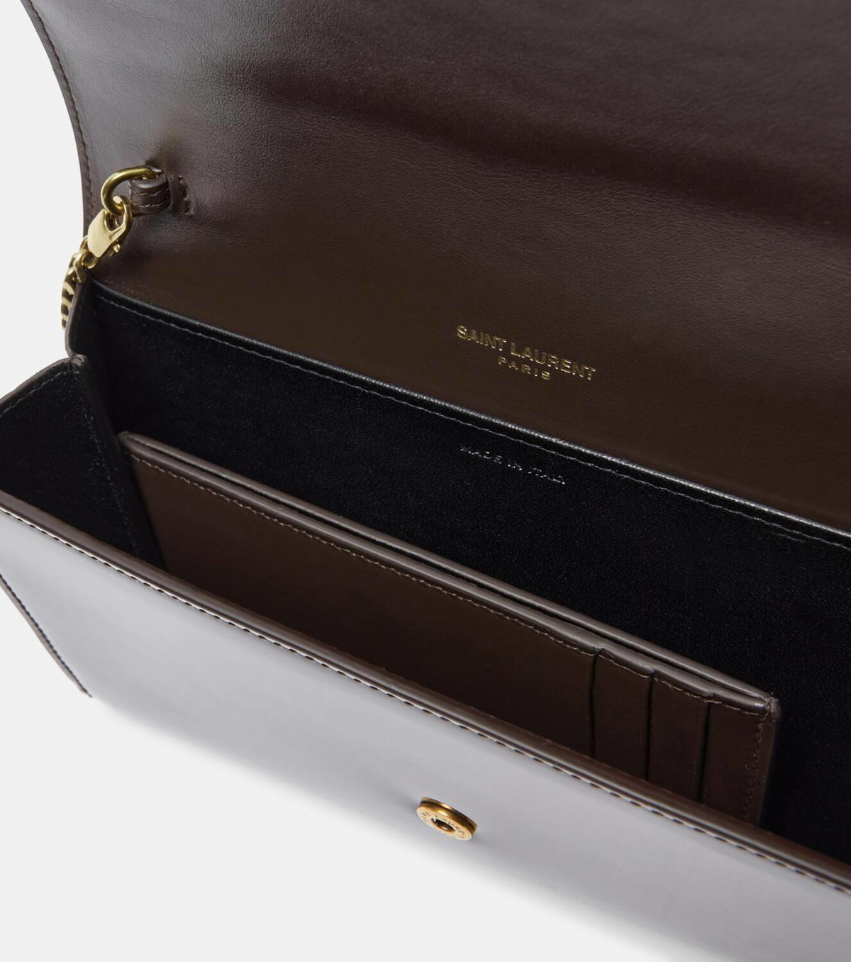 Saint Laurent Uptown patent leather wallet on chain