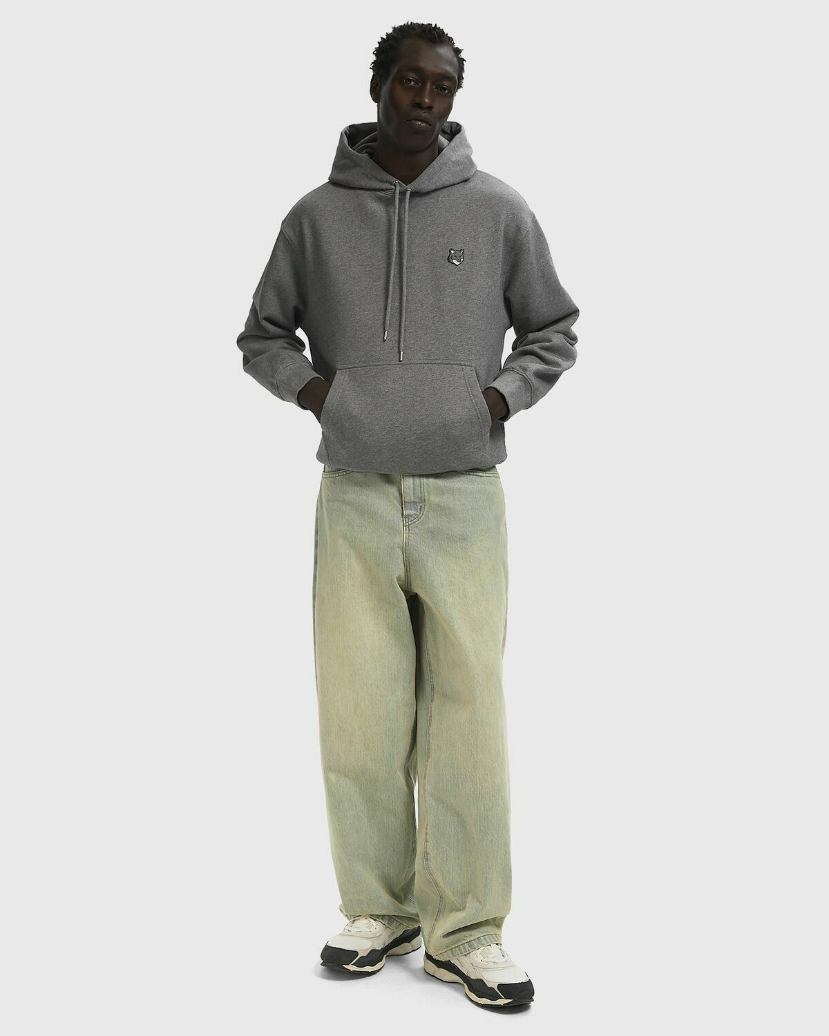Maison Kitsune FOX HEAD COMFORT HOODIE Grey Mens Hoody