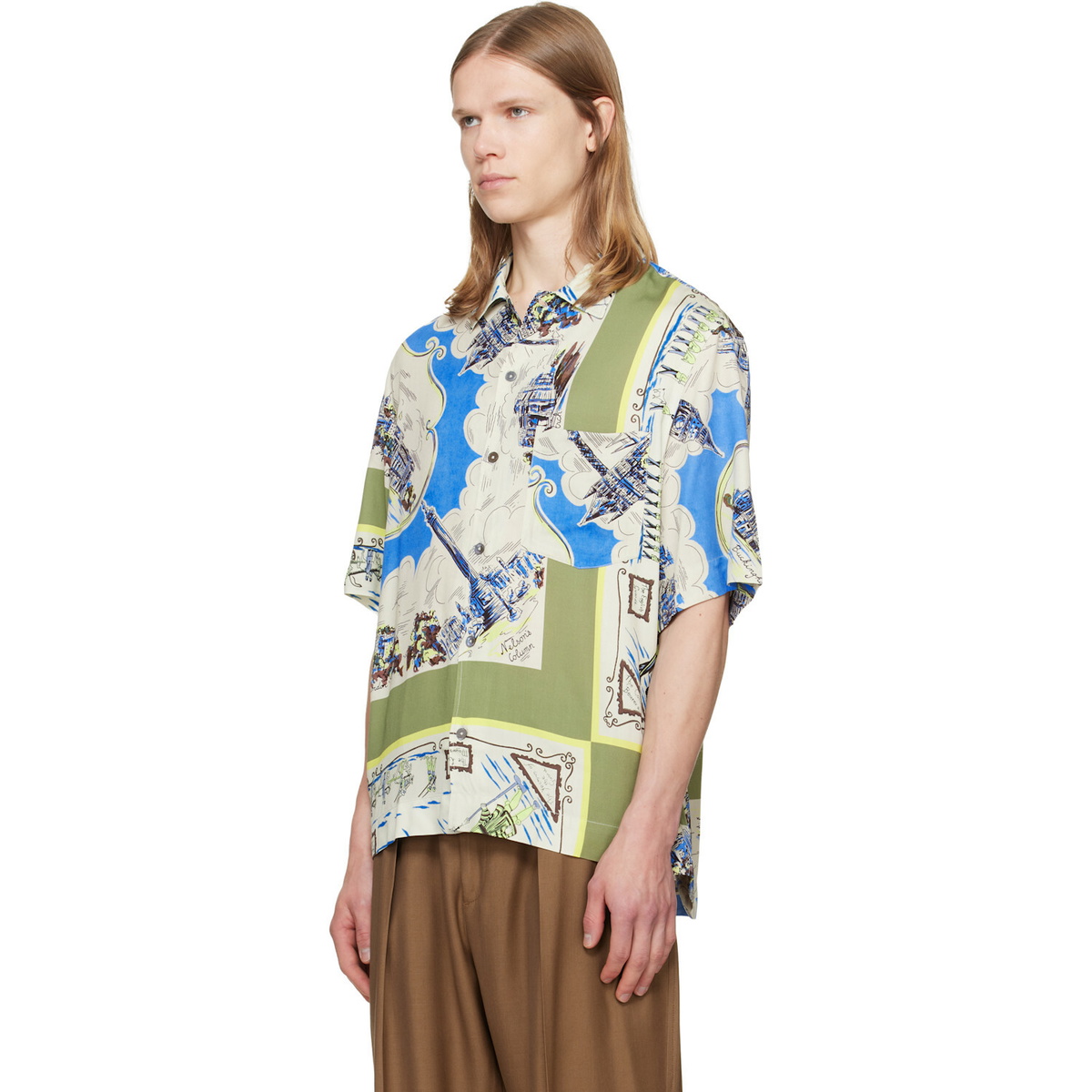 Paul Smith Multicolor 'London Scarf' Print Viscose Shirt