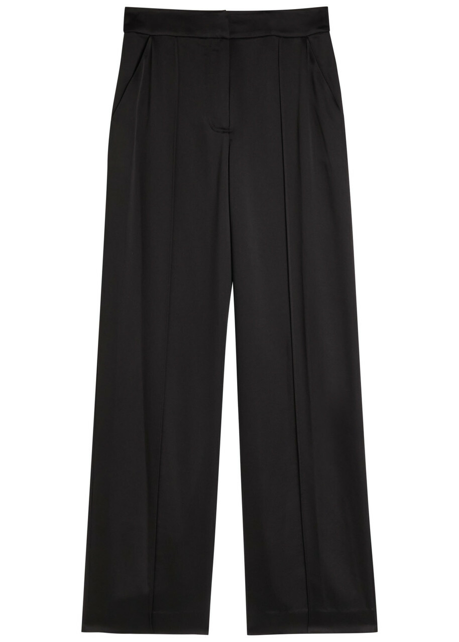 Simkhai Kyra Wide-leg Satin Trousers Black