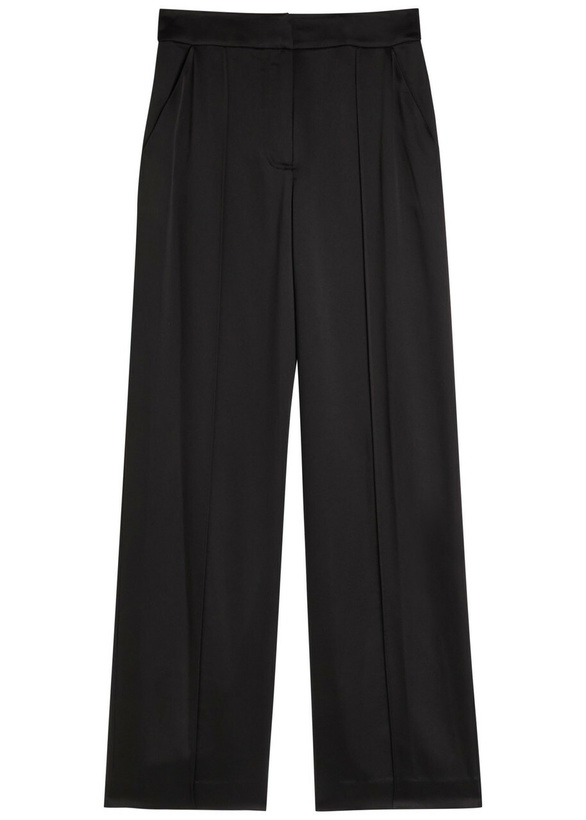 Photo: Simkhai Kyra Wide-leg Satin Trousers Black