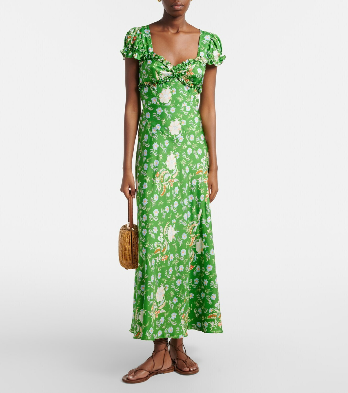 Dôen Valerine floral silk satin maxi dress