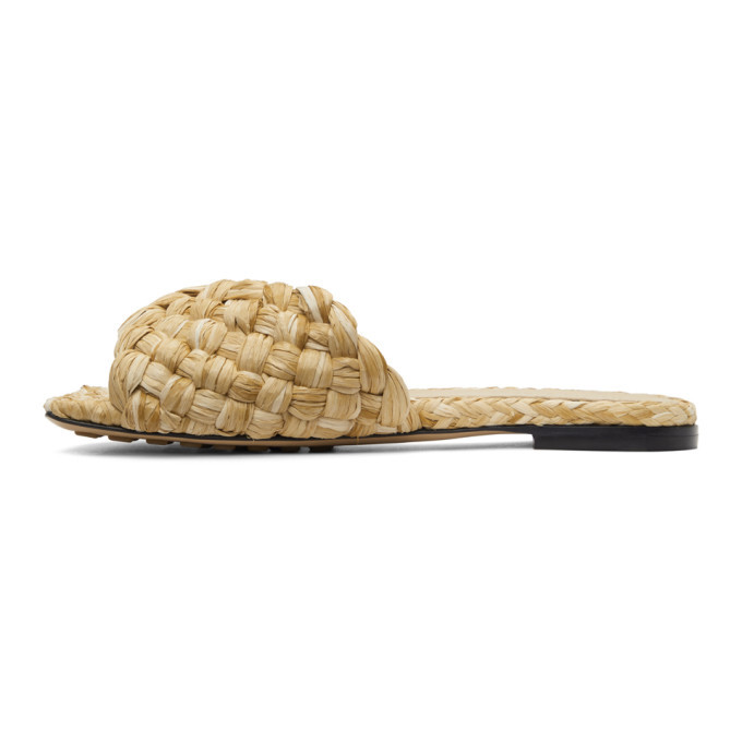 Bottega Veneta Beige Raffia Stretch Flat Sandals Bottega Veneta