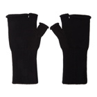 N.Hoolywood Black Logo Fingerless Gloves