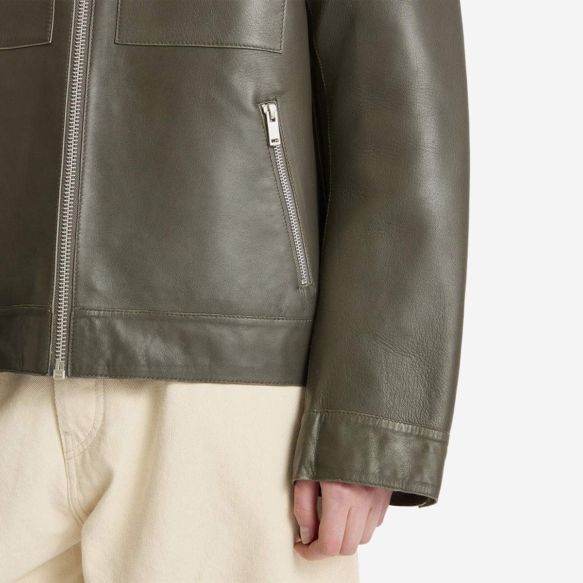 Samsøe Samsøe Women's Sastevie Leather Jacket in Beluga