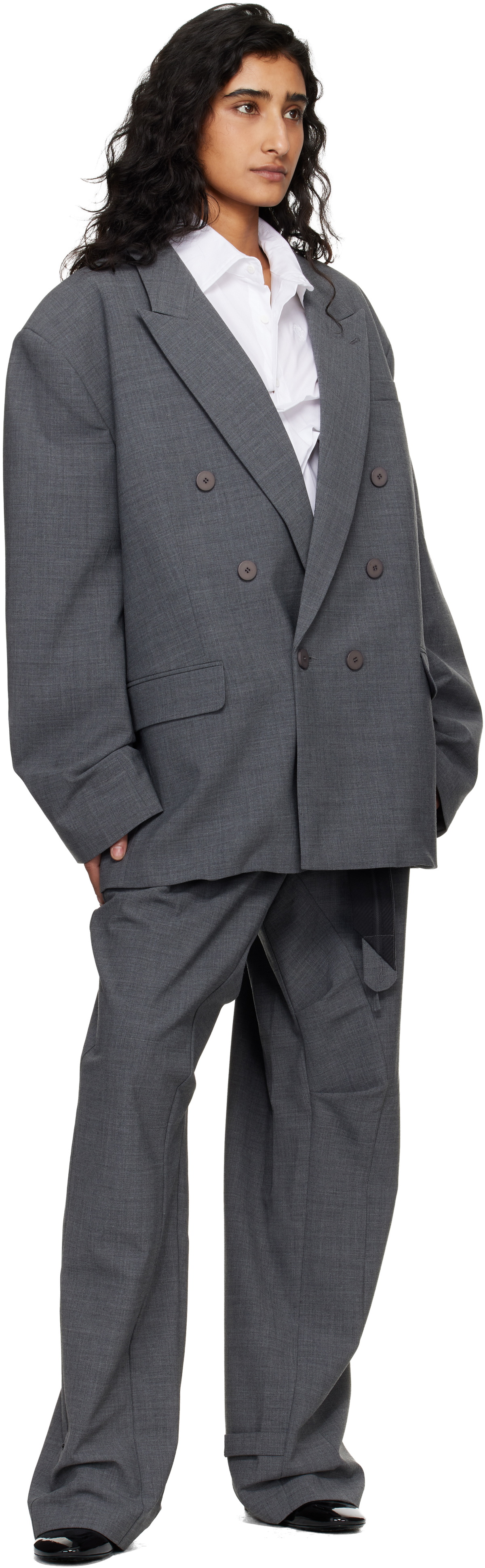 Ottolinger Gray Strapped Baggy Suit Trousers