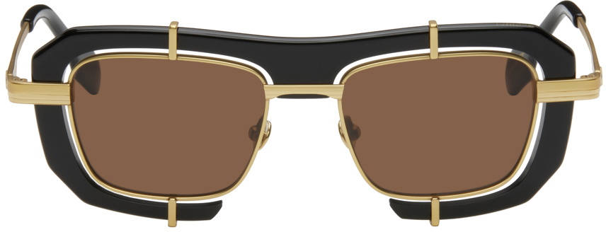 JW Anderson SSENSE Exclusive Black & Gold Geometric Sunglasses