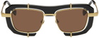 JW Anderson SSENSE Exclusive Black & Gold Geometric Sunglasses