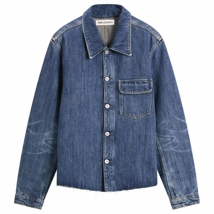 Photo: Our Legacy Men's Cut Rebirth Denim Jacket in Road Worn Rope Twill