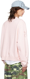 Acne Studios Pink Logo Print Distressed Sweatshirt