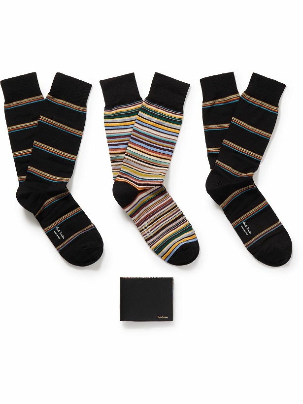 Photo: Paul Smith - Leather Billfold Wallet and Three-Pack Cotton-Blend Socks Gift Set