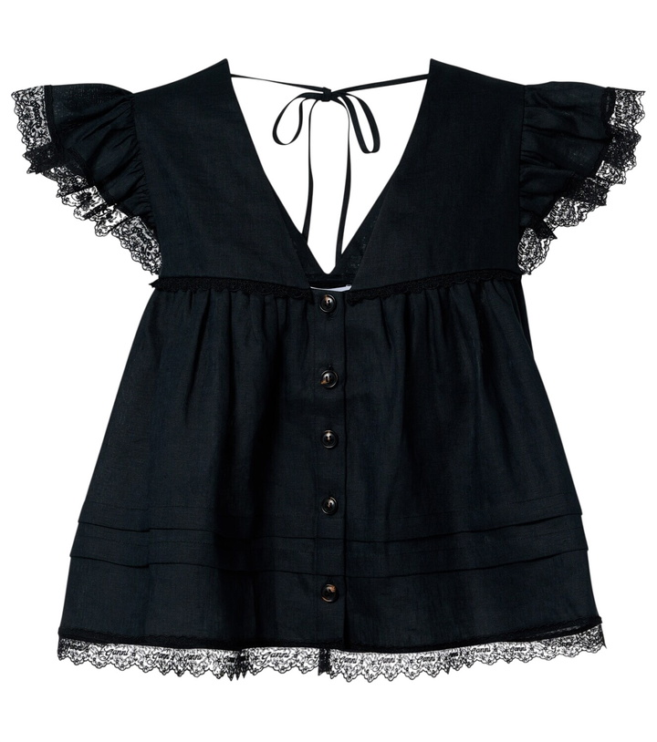 Photo: Ganni Lace-trimmed linen top