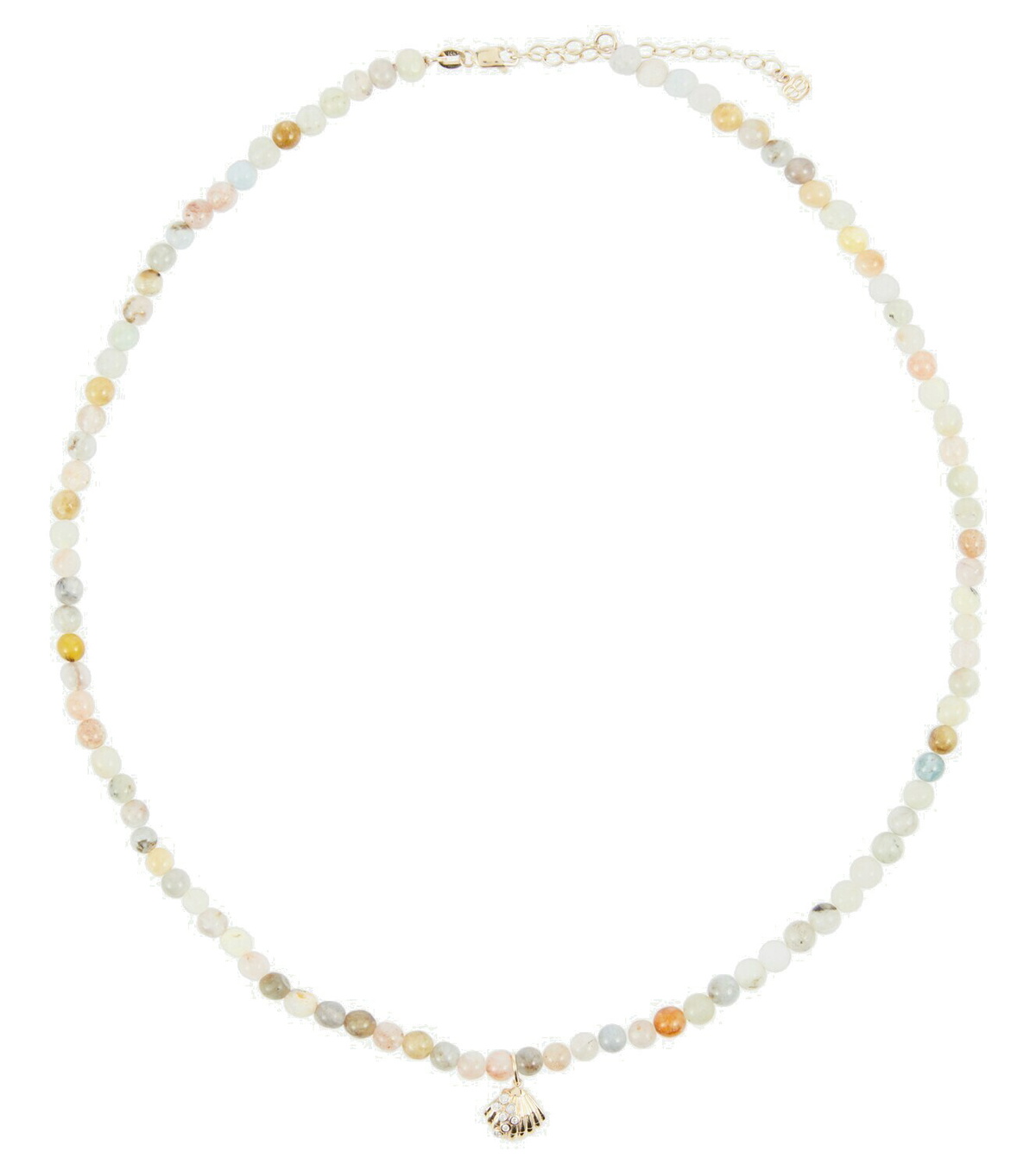 Sydney Evan Clam Shell Small 14kt gold necklace with diamonds and
