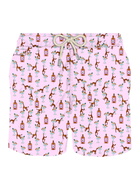MC2 Saint Barth Man Light Fabric Swim Shorts With Gin And Monkey Print