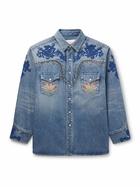 Valentino Garavani - Embellished Embroidered Denim Overshirt - Blue