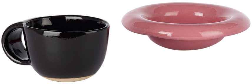 BOMBAC Black & Pink Glazed Mug & Bowl Set