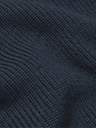 Belstaff - Brigade Shell-Panelled Ribbed Virgin Wool Sweater - Blue